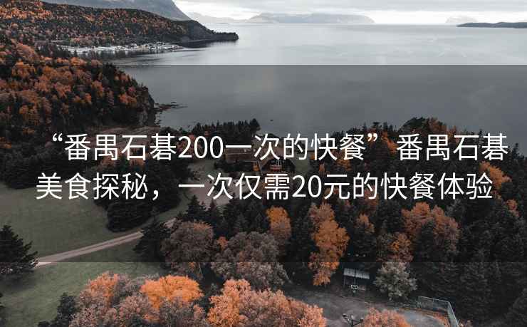 “番禺石碁200一次的快餐”番禺石碁美食探秘，一次僅需20元的快餐體驗