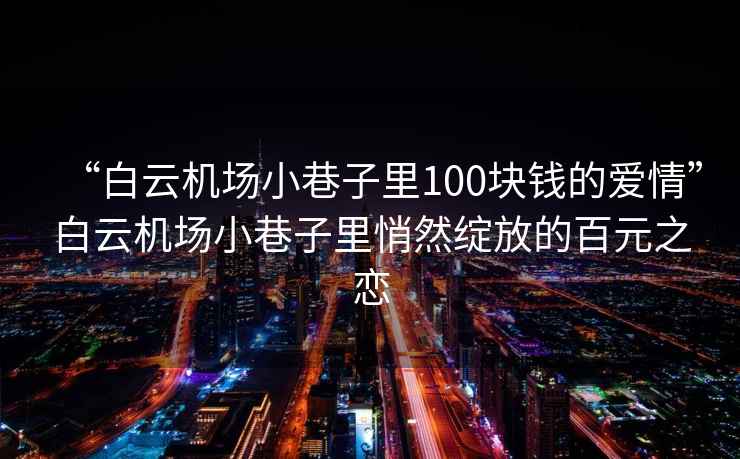 “白云機場小巷子里100塊錢的愛情”白云機場小巷子里悄然綻放的百元之戀