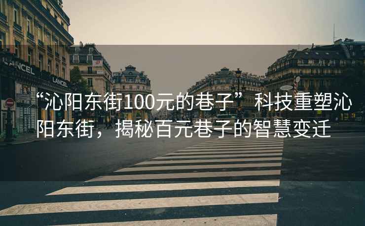 “沁陽東街100元的巷子”科技重塑沁陽東街，揭秘百元巷子的智慧變遷
