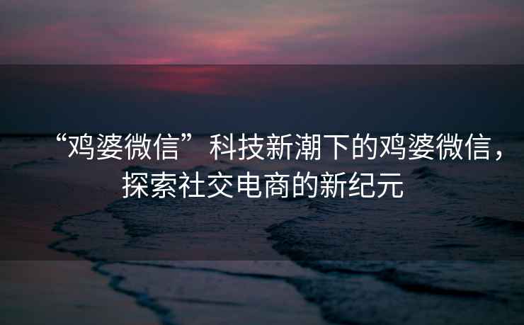 “雞婆微信”科技新潮下的雞婆微信，探索社交電商的新紀元