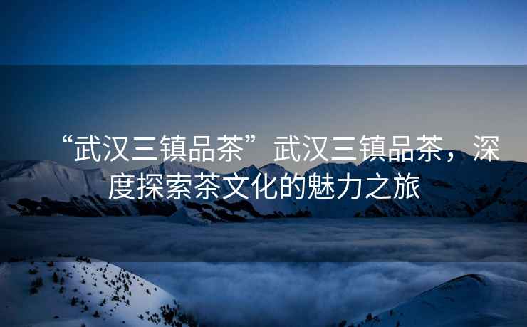“武漢三鎮(zhèn)品茶”武漢三鎮(zhèn)品茶，深度探索茶文化的魅力之旅