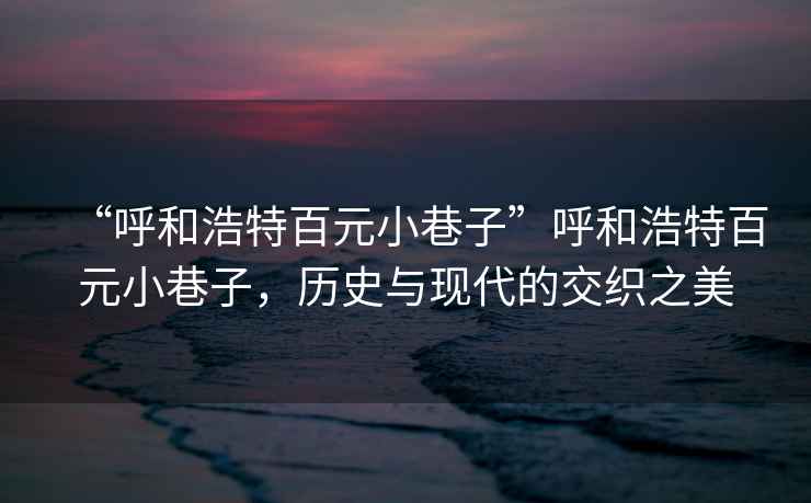 “呼和浩特百元小巷子”呼和浩特百元小巷子，歷史與現(xiàn)代的交織之美