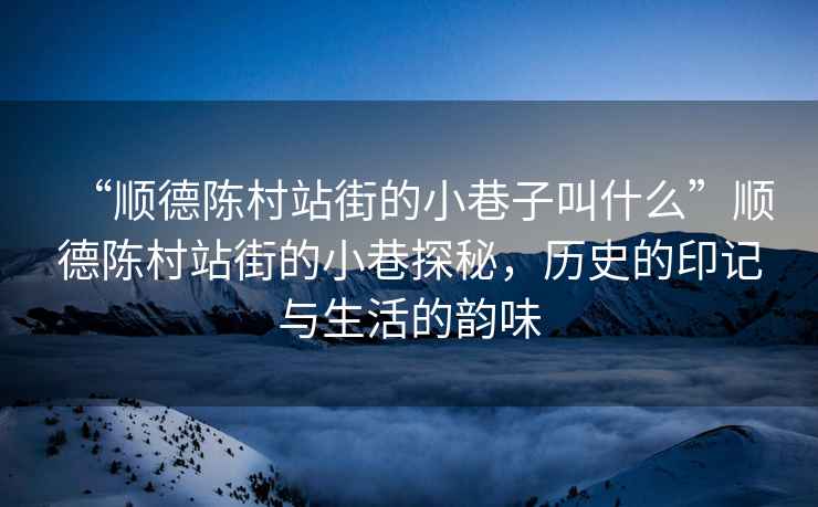 “順德陳村站街的小巷子叫什么”順德陳村站街的小巷探秘，歷史的印記與生活的韻味