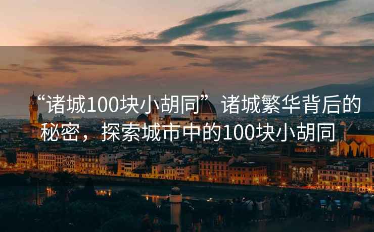 “諸城100塊小胡同”諸城繁華背后的秘密，探索城市中的100塊小胡同
