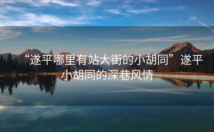 “遂平哪里有站大街的小胡同”遂平小胡同的深巷風(fēng)情