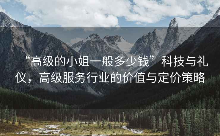 “高級的小姐一般多少錢”科技與禮儀，高級服務行業的價值與定價策略