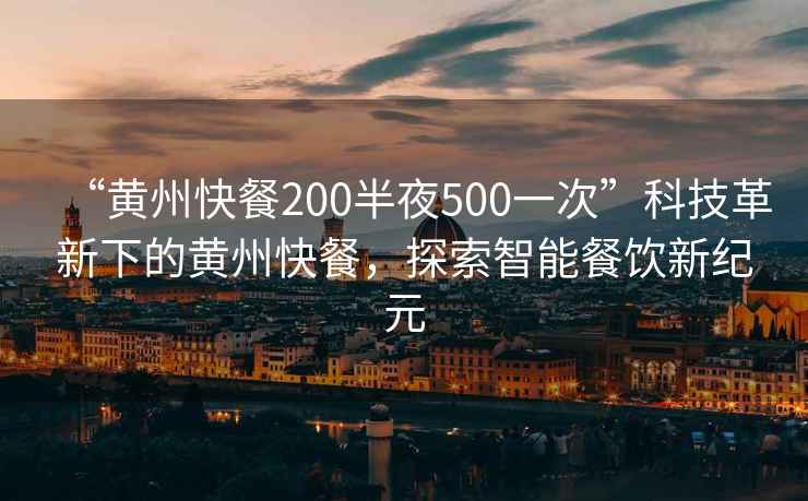 “黃州快餐200半夜500一次”科技革新下的黃州快餐，探索智能餐飲新紀元