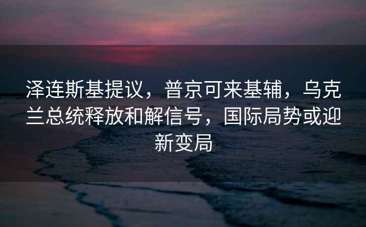 澤連斯基提議，普京可來基輔，烏克蘭總統釋放和解信號，國際局勢或迎新變局