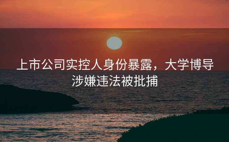 上市公司實控人身份暴露，大學(xué)博導(dǎo)涉嫌違法被批捕