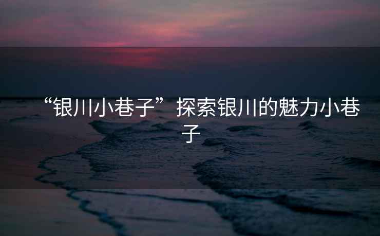 “銀川小巷子”探索銀川的魅力小巷子