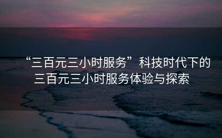 “三百元三小時服務”科技時代下的三百元三小時服務體驗與探索