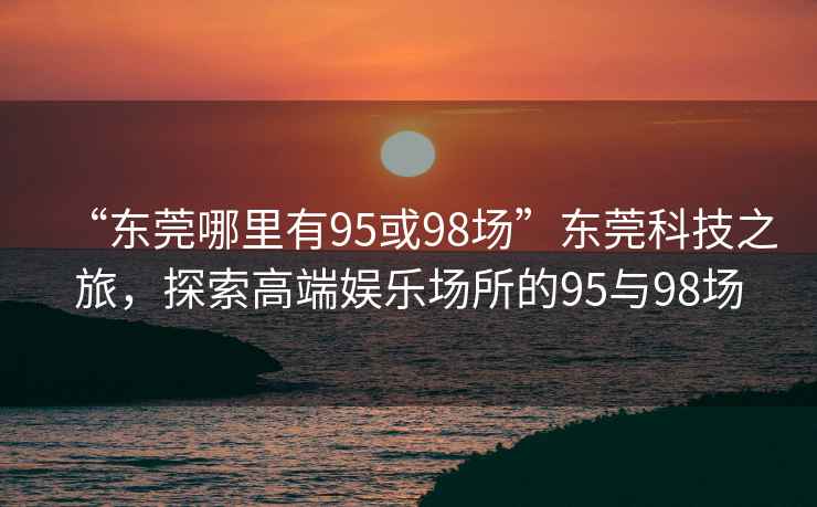 “東莞哪里有95或98場”東莞科技之旅，探索高端娛樂場所的95與98場