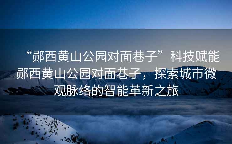 “鄖西黃山公園對面巷子”科技賦能鄖西黃山公園對面巷子，探索城市微觀脈絡的智能革新之旅