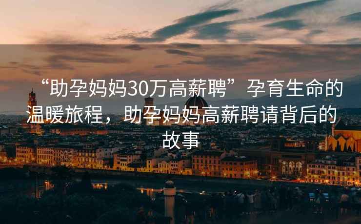 “助孕媽媽30萬高薪聘”孕育生命的溫暖旅程，助孕媽媽高薪聘請背后的故事