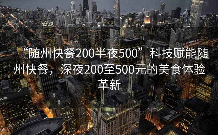 “隨州快餐200半夜500”科技賦能隨州快餐，深夜200至500元的美食體驗(yàn)革新