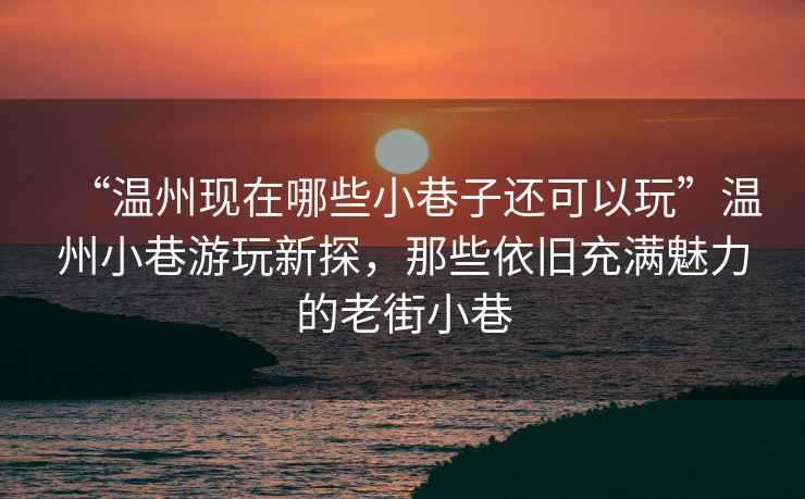 “溫州現在哪些小巷子還可以玩”溫州小巷游玩新探，那些依舊充滿魅力的老街小巷