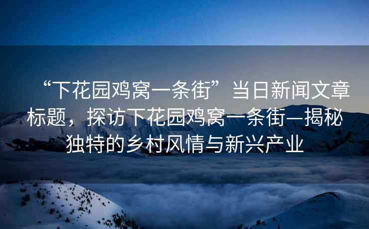 “下花園雞窩一條街”當日新聞文章標題，探訪下花園雞窩一條街—揭秘獨特的鄉村風情與新興產業