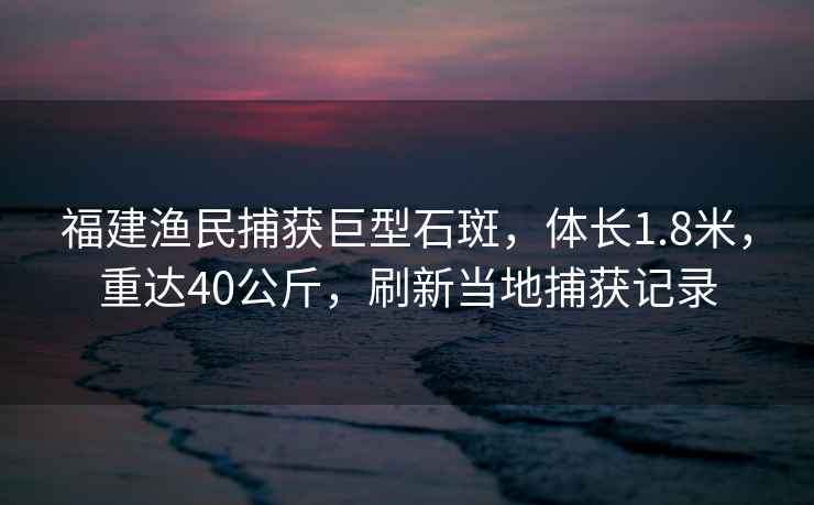 福建漁民捕獲巨型石斑，體長1.8米，重達40公斤，刷新當地捕獲記錄