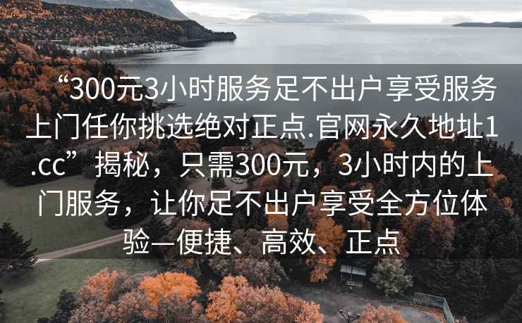 “300元3小時服務足不出戶享受服務上門任你挑選絕對正點.官網永久地址1.cc”揭秘，只需300元，3小時內的上門服務，讓你足不出戶享受全方位體驗—便捷、高效、正點