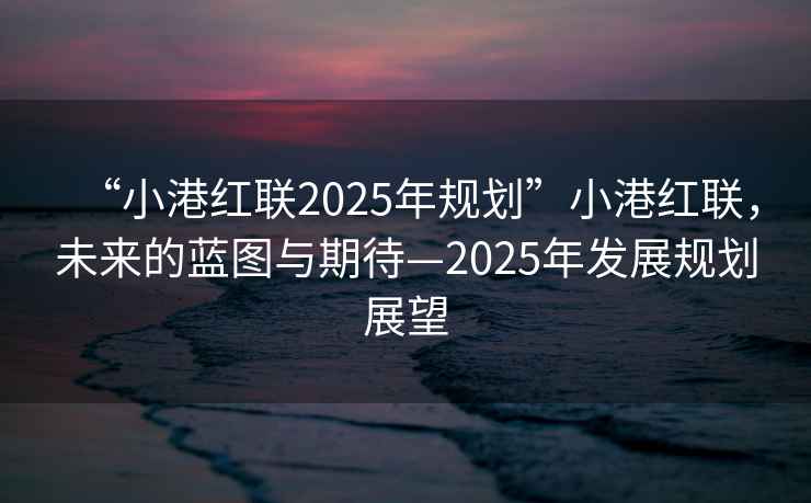 “小港紅聯(lián)2025年規(guī)劃”小港紅聯(lián)，未來的藍圖與期待—2025年發(fā)展規(guī)劃展望