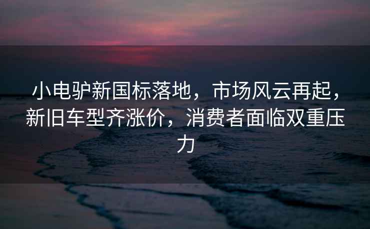 小電驢新國標落地，市場風云再起，新舊車型齊漲價，消費者面臨雙重壓力