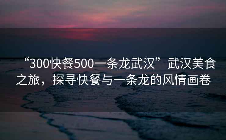 “300快餐500一條龍武漢”武漢美食之旅，探尋快餐與一條龍的風情畫卷