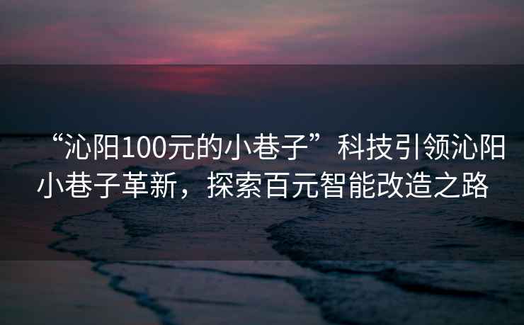 “沁陽100元的小巷子”科技引領(lǐng)沁陽小巷子革新，探索百元智能改造之路