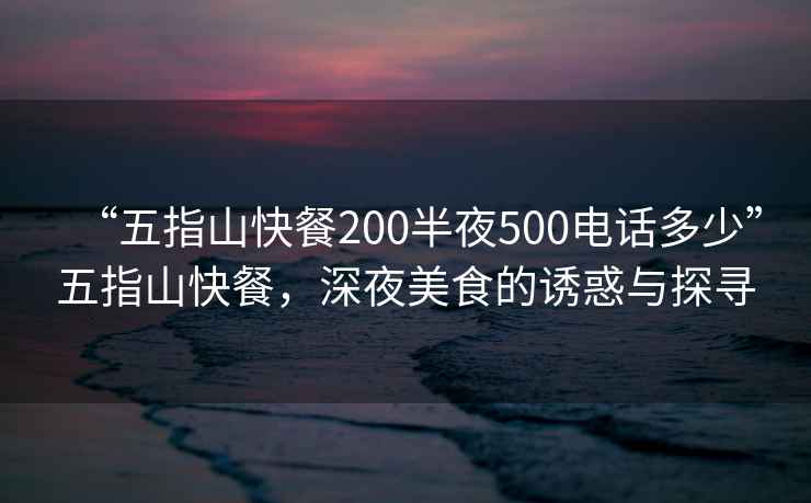 “五指山快餐200半夜500電話多少”五指山快餐，深夜美食的誘惑與探尋