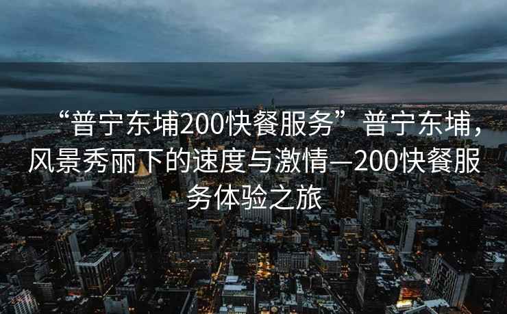 “普寧東埔200快餐服務”普寧東埔，風景秀麗下的速度與激情—200快餐服務體驗之旅