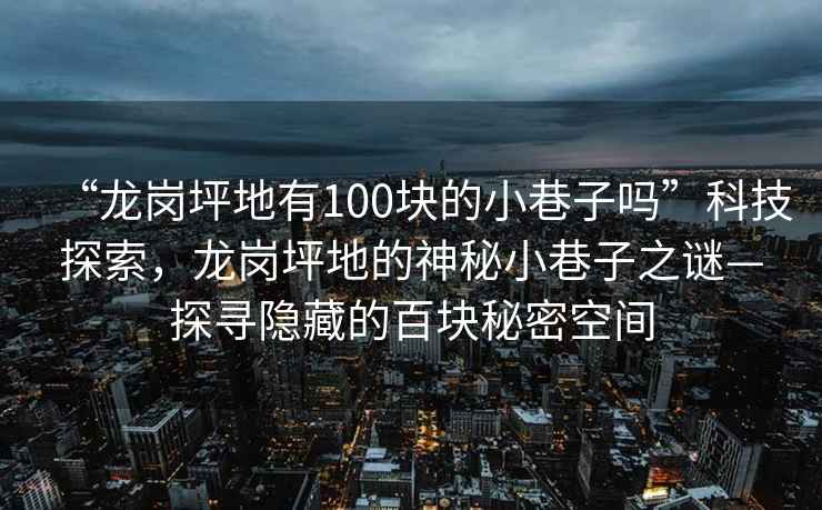 “龍崗坪地有100塊的小巷子嗎”科技探索，龍崗坪地的神秘小巷子之謎—探尋隱藏的百塊秘密空間