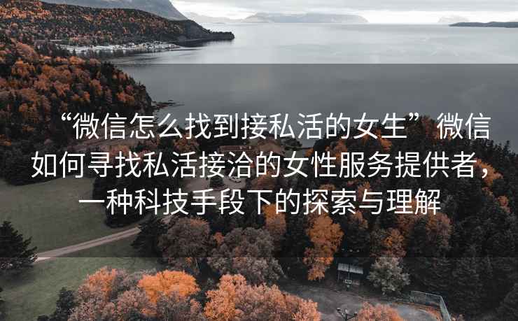 “微信怎么找到接私活的女生”微信如何尋找私活接洽的女性服務提供者，一種科技手段下的探索與理解