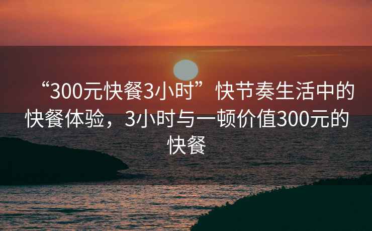 “300元快餐3小時(shí)”快節(jié)奏生活中的快餐體驗(yàn)，3小時(shí)與一頓價(jià)值300元的快餐