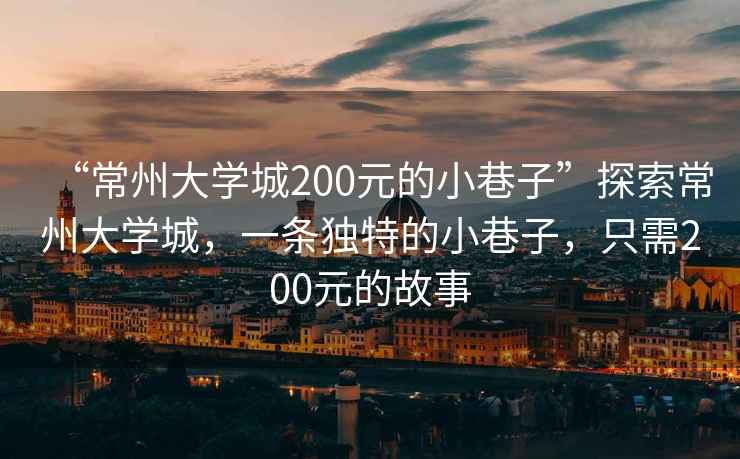 “常州大學(xué)城200元的小巷子”探索常州大學(xué)城，一條獨特的小巷子，只需200元的故事