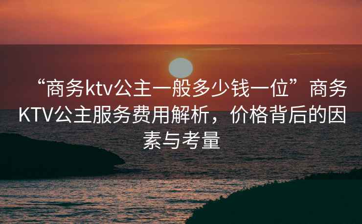 “商務ktv公主一般多少錢一位”商務KTV公主服務費用解析，價格背后的因素與考量