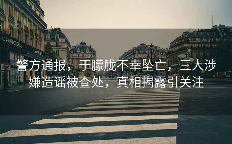 警方通報(bào)，于朦朧不幸墜亡，三人涉嫌造謠被查處，真相揭露引關(guān)注