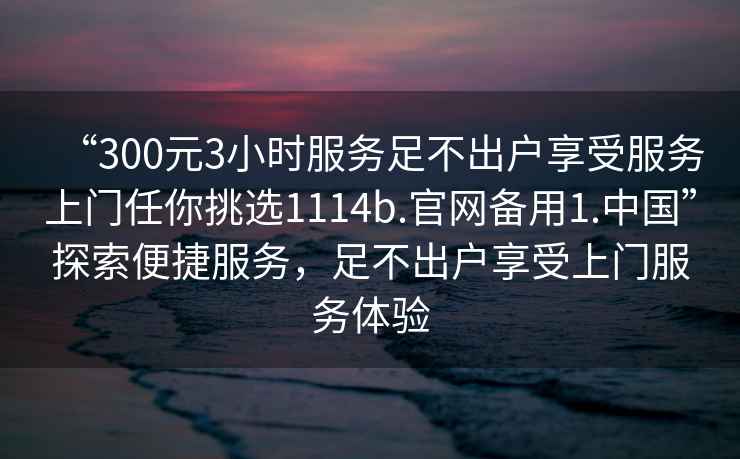 “300元3小時服務(wù)足不出戶享受服務(wù)上門任你挑選1114b.官網(wǎng)備用1.中國”探索便捷服務(wù)，足不出戶享受上門服務(wù)體驗