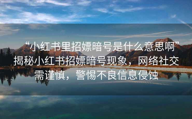 “小紅書里招嫖暗號是什么意思啊”揭秘小紅書招嫖暗號現象，網絡社交需謹慎，警惕不良信息侵蝕