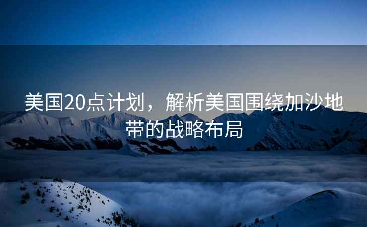 美國20點計劃，解析美國圍繞加沙地帶的戰略布局