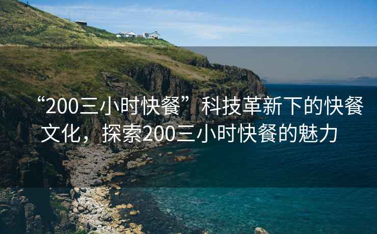 “200三小時快餐”科技革新下的快餐文化,探索200三小時快餐的魅力 “200三小時快餐”科技革新下的快餐文化,探索200三小時快餐的魅力