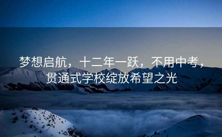 夢(mèng)想啟航，十二年一躍，不用中考，貫通式學(xué)校綻放希望之光