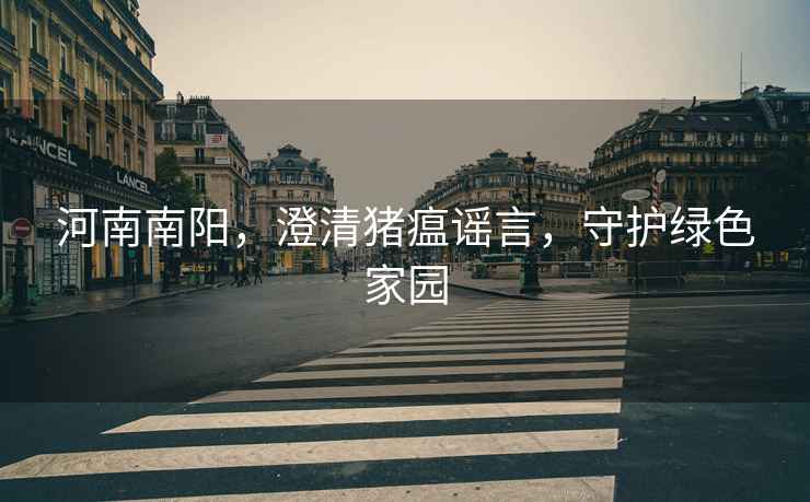 河南南陽，澄清豬瘟謠言，守護綠色家園