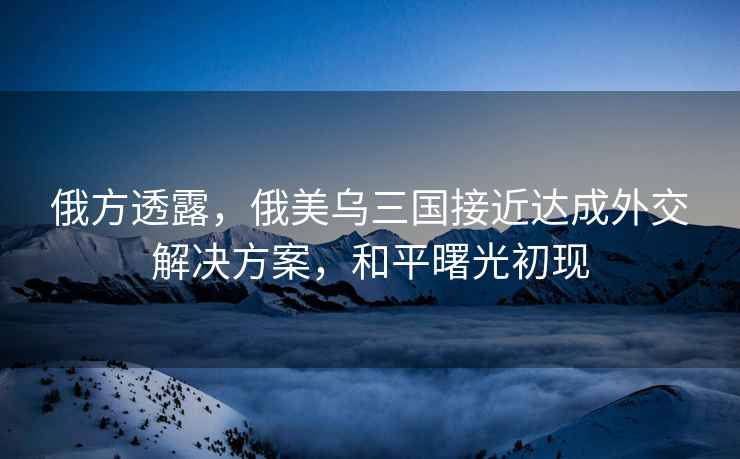 俄方透露,俄美烏三國(guó)接近達(dá)成外交解決方案,和平曙光初現(xiàn) 俄方透露,俄美烏三國(guó)接近達(dá)成外交解決方案,和平曙光初現(xiàn)