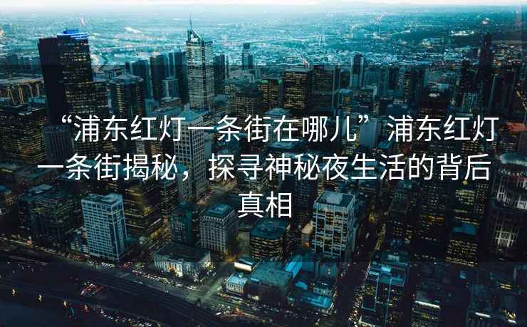 “浦東紅燈一條街在哪兒”浦東紅燈一條街揭秘，探尋神秘夜生活的背后真相