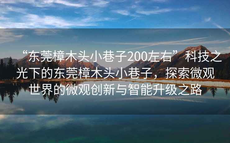 “東莞樟木頭小巷子200左右”科技之光下的東莞樟木頭小巷子,探索微觀世界的微觀創(chuàng)新與智能升級之路 “東莞樟木頭小巷子200左右”科技之光下的東莞樟木頭小巷子,探索微觀世界的微觀創(chuàng)新與智能升級之路