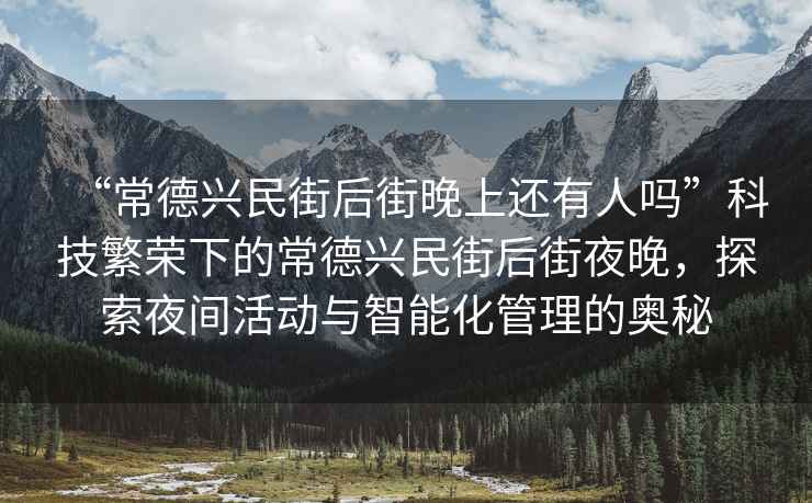 “常德興民街后街晚上還有人嗎”科技繁榮下的常德興民街后街夜晚，探索夜間活動與智能化管理的奧秘