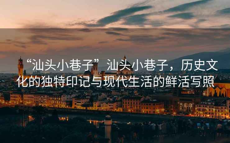 “汕頭小巷子”汕頭小巷子，歷史文化的獨特印記與現代生活的鮮活寫照