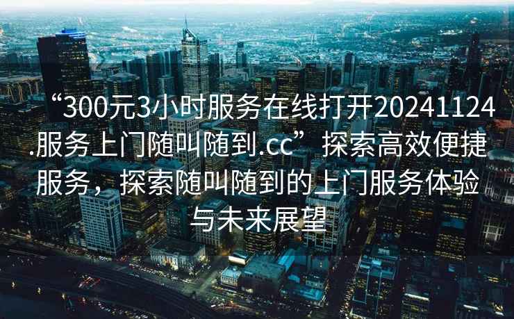 “300元3小時服務(wù)在線打開20241124.服務(wù)上門隨叫隨到.cc”探索高效便捷服務(wù)，探索隨叫隨到的上門服務(wù)體驗與未來展望