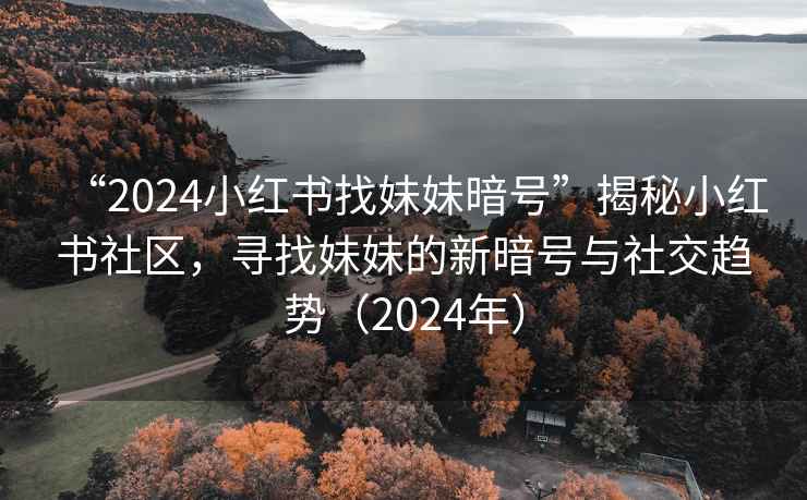 “2024小紅書找妹妹暗號”揭秘小紅書社區(qū),尋找妹妹的新暗號與社交趨勢(2024年) “2024小紅書找妹妹暗號”揭秘小紅書社區(qū),尋找妹妹的新暗號與社交趨勢(2024年)