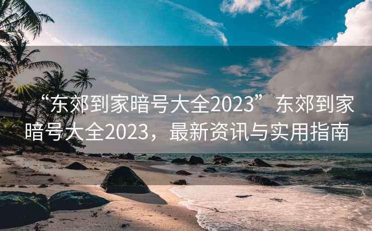 “東郊到家暗號大全2023”東郊到家暗號大全2023,最新資訊與實用指南 “東郊到家暗號大全2023”東郊到家暗號大全2023,最新資訊與實用指南