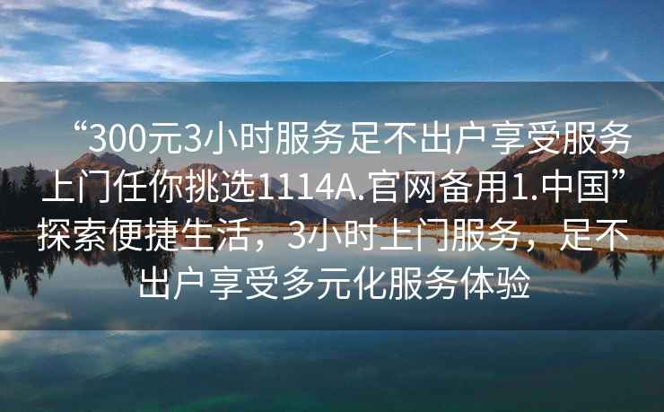 “300元3小時服務足不出戶享受服務上門任你挑選1114A.官網備用1.中國”探索便捷生活，3小時上門服務，足不出戶享受多元化服務體驗